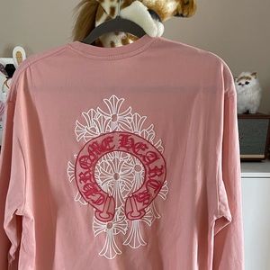 Chrome hearts long sleeve pink T-shirt